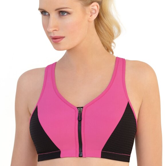 Set of 3! 38B Glamorise SPORT Bra (HIGH-IMPACT) Pink (RACERBACK) T-Back Zip NEW - Picture 14 of 16